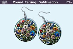 Wildflowers Round Earrings | Flowers Stained Glass Earrings Product Image 1