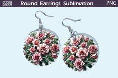 Roses Round Earrings | Flowers Stained Glass Earrings Product Image 1
