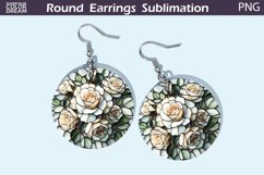 Roses Round Earrings | Flowers Stained Glass Earrings Product Image 1