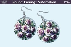 Roses Round Earrings | Flowers Stained Glass Earrings Product Image 1