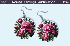 Peonies Round Earrings | Flowers Stained Glass Earrings Product Image 1
