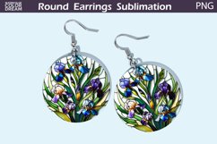 Iris Round Earrings | Flowers Stained Glass Earrings Product Image 1