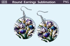 Iris Flowers Round Earrings | Flowers Stained Glass Earring Product Image 1