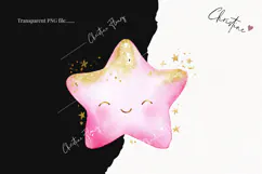 Pink Watercolor Star - Tooth Fairy PNG Product Image 2