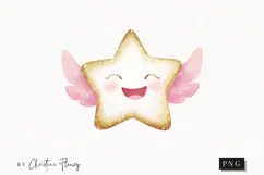 Pink Watercolor Star - Tooth Fairy PNG Product Image 1