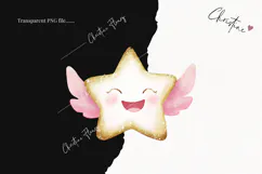 Pink Watercolor Star - Tooth Fairy PNG Product Image 2