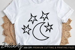 Star and Crescent SVG Cut File Stars Moon Illustration SVG Product Image 3