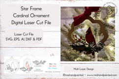 Star Frame Cardinal Ornament - Laser Cut File Product Image 1