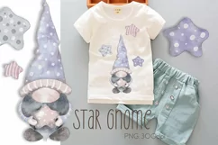 Star Gnome Sublimation watercolor Clipart png T-shirts party Product Image 1