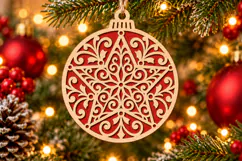 Star Mandala Christmas Ornament SVG, Laser Cut Glowforge Product Image 1