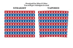 star stripe skinny tumbler sublimation wrap with high resolution 300 DPI and transparant background perfect for 20oz and 30oz skinny tumbler