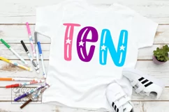 10th Birthday Girl SVG - Ten Star Rainbow 10 Birthday Girl Product Image 1