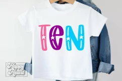 10th Birthday Girl SVG - Ten Star Rainbow 10 Birthday Girl Product Image 3