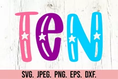 10th Birthday Girl SVG - Ten Star Rainbow 10 Birthday Girl Product Image 5