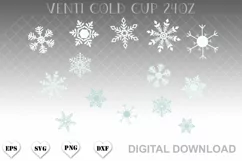 Snowflakes starbucks cup svg, venti cold cup svg wrap Product Image 2