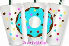 Full wrap 24 oz Cold cup Tumbler Svg Png Cake Donut Food Product Image 1
