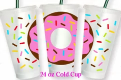 24 oz Cold cup wrap Tumbler Svg Png Cake Donut pink Food art Product Image 1