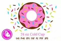 24 oz Cold cup wrap Tumbler Svg Png Cake Donut pink Food art Product Image 2