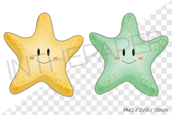 Cute starfish PNG SVG clipart seashell conch cartoon illust Product Image 1