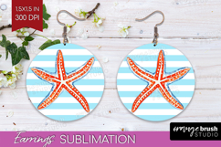 Starfish Nautical Round Earrings Sea Quotes PNG Sublimation Product Image 1