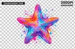 starfish png, beach clipart, ocean clipart, watercolor starfish, summer png, coastal design, sea life png, marine clipart, beach sublimation, tropical design