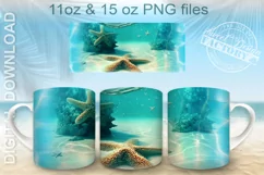 ocean mug Png, sea life mug wrap design Product Image 1