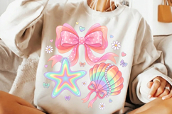 pastel bow png, starfish seashell png, summer coastal png, coastal sublimation, seashell shirt design, beach bow design, ocean lover gift, pastel beach png, starfish design png, coastal t shirt png