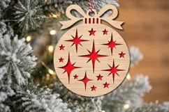 Starry Bauble Laser Cut Wood File, Christmas Ornament SVG Product Image 2