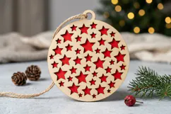 Starry Christmas Bauble SVG Laser Cut Ornament Design Product Image 1