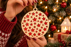 Starry Christmas Bauble SVG Laser Cut Ornament Design Product Image 2