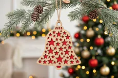 Starry Christmas Bell Ornament SVG Laser Cut File Product Image 2