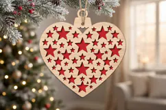 Starry Heart Christmas Ornament SVG Cut File Product Image 2
