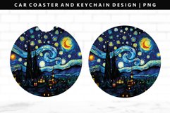 Starry Night Keychain And Car Coaster Sublimation Design Product Image 1