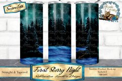 This is a starry night forest sublimation design. sized to fit a 20oz skinny tumbler.