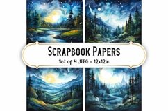 Starry Night Scene Watercolor Backgrounds