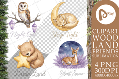 Sleepy Woodland Animals Sublimation Product Image 1