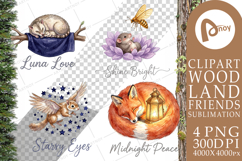Sleepy Woodland Animals Sublimation Product Image 1