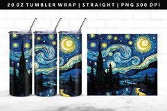 Starry Night 20oz Tumbler Wrap | Sublimation PNG Design Product Image 1