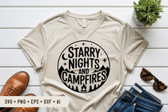 Starry Nights And Campfires SVG File | Camping Round Sign Product Image 3