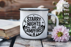 Starry Nights And Campfires SVG File | Camping Round Sign Product Image 4