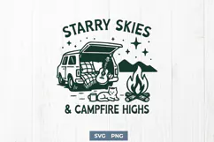 Starry Skies and Campfire Highs SVG PNG Van Life Camping Product Image 1