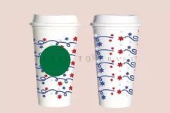 Stars 4th of july starbucks 16oz hot cup tumbler wrap svg presized template for tumbler grande suitable for cricut and silhouette