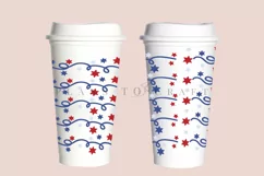 Stars 4th of july starbucks 16oz hot cup tumbler wrap svg presized template for tumbler grande suitable for cricut and silhouette