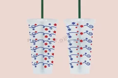 Stars 4th of july starbucks 24oz cold cup tumbler wrap svg presized template for tumbler venti suitable for cutting machine or sublimation