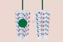 Stars 4th of july starbucks 24oz cold cup tumbler wrap svg presized template for tumbler venti suitable for cutting machine or sublimation