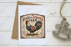 Stars and Stripes Farm Rooster Vintage Sign PNG Product Image 3