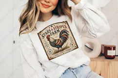 Stars and Stripes Farm Rooster Vintage Sign PNG Product Image 4