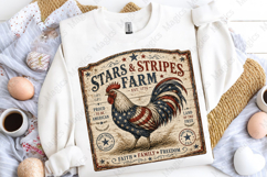 Stars and Stripes Farm Rooster Vintage Sign PNG Product Image 5