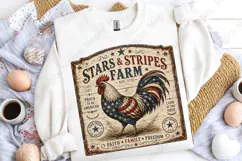 Stars and Stripes Farm Rooster Vintage Sign PNG Product Image 5