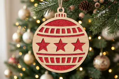 Stars Christmas Bauble SVG Laser Cut Wood Decoration Product Image 1